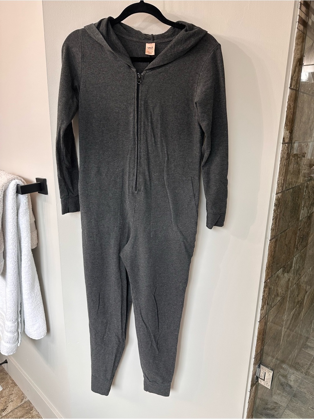 Smash + Tess Charcoal Hooded One-Piece Jumpsuit